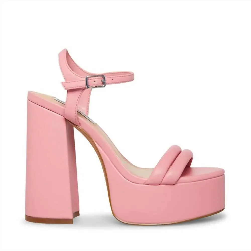 Steve Madden Tille Chunky Platform Sandal Heels size 10 Pink Vegan Leather